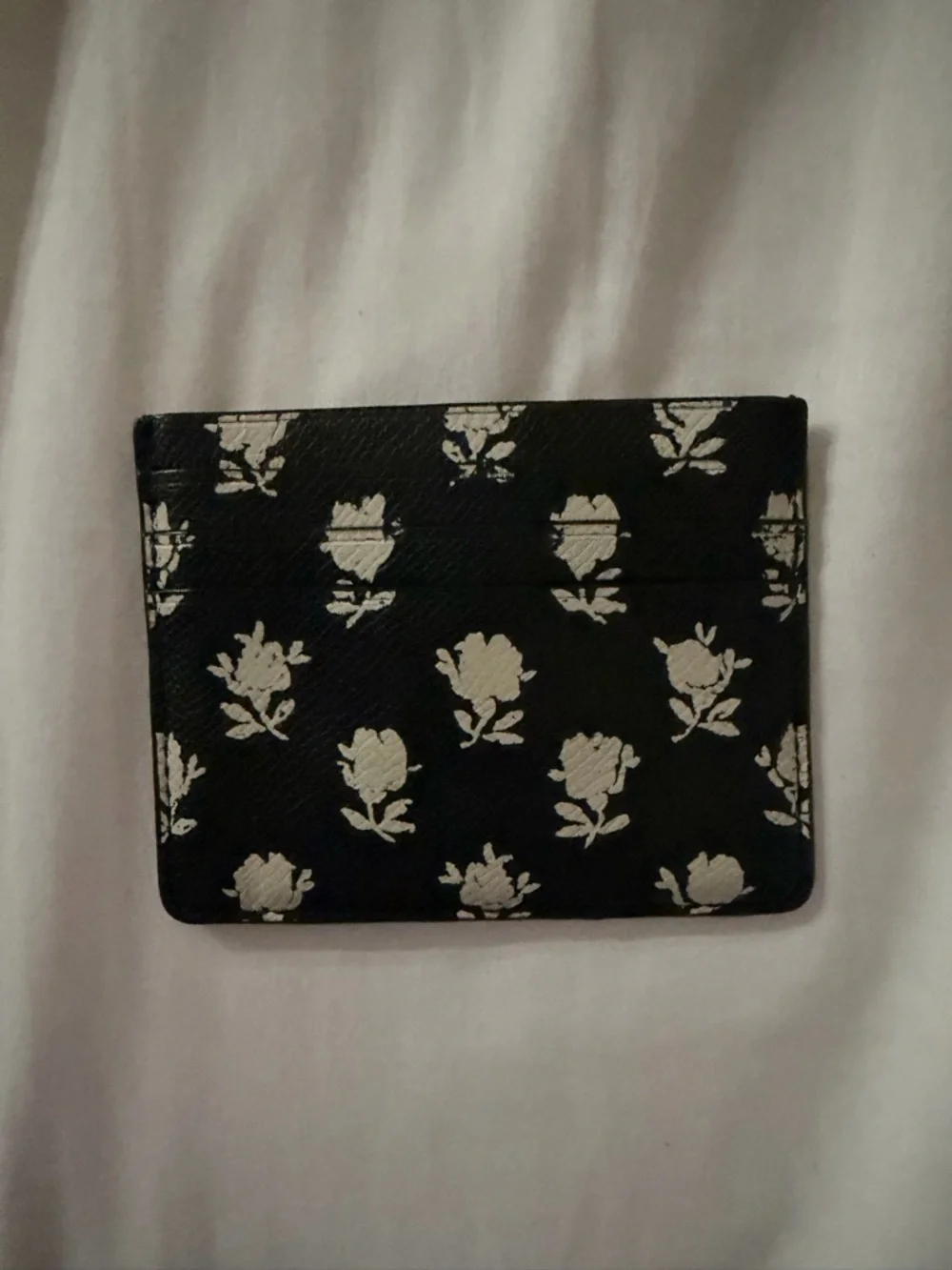 RARE - Coach - Badlands Floral Roses - Black White - Card Case - Wallet - Holder